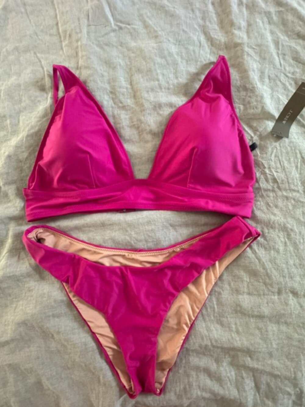 2-PIECE J CREW BIKINI SET - FUCHSIA - SIZE L - NEW WITH TAGS